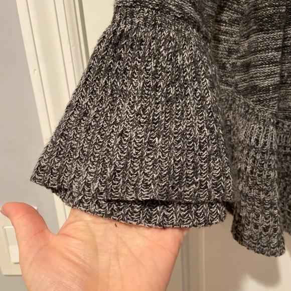 Style & Co Marled Gray Knit Peplum Sweater Top 1X Bell Sleeves - Picture 5 of 8